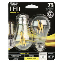 Feit Electric A15 E26 (Medium) Filament LED Bulb Soft White 75 W 2 pk