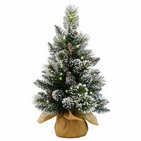 Artificial Pre-Lit Christmas Tree, Glittery Bristle Pines, 15 Warm White LED Lights, 2-Ft.