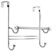 InterDesign 73310 17.75" X 3" X 12.5" Chrome & White Over Shower Door York Towel Rack Combo