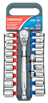 Crescent Csws7n 3/8 Drive 12 Point Sea & Metric Chrome Socket 20 Piece Set