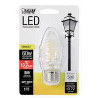 Feit Electric F15 E26 (Medium) Post Lantern LED Bulb Soft White 60 Watt Equivalence 1 pk