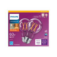 Philips A19 E26 (Medium) LED Bulb Soft White 60 Watt Equivalence 2 pk