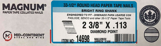 Magnum 2-3/8 in. Angled Strip Nails 33-1/2 deg Ring Shank 2500 pk