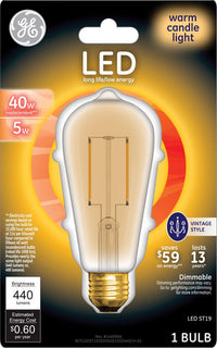 GE ST19 E26 (Medium) LED Bulb Warm Candle Light 40 Watt Equivalence 1 pk