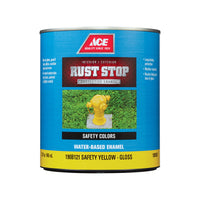 Rust Stop Indoor / Outdoor Gloss Safety Yellow Water-Based Enamel Paint 1 qt (Pack of 4)