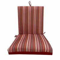 Patio Premiere Seating Cushion, Stripes Reverse to Solid Red, 44 x 21 x 4-In. (Pack of 8)