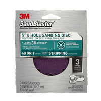 3M SandBlaster 5 in.   Ceramic Blend Hook and Loop Sanding Disc 60 Grit Coarse 3 pk