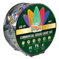 LED Christmas Lights, Commercial Grade, Multi, C9, 75-Ct. Reel