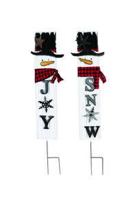 Celebrations  Snowmen-Joy/Snow  Christmas Stake  Multicolored  Metal  1 pk (Pack of 4)