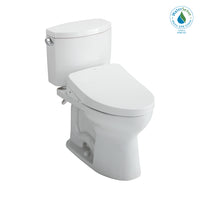 TOTO® WASHLET+®  Drake® II Two-Piece Elongated 1.28 GPF Toilet with Auto Flush WASHLET+® S500e Contemporary Bidet Seat, Cotton White - MW4543046CEFGA#01