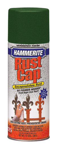 Hammerite Rust Cap Hammered Deep Green Enamel Spray Paint 12 oz. (Pack of 6)