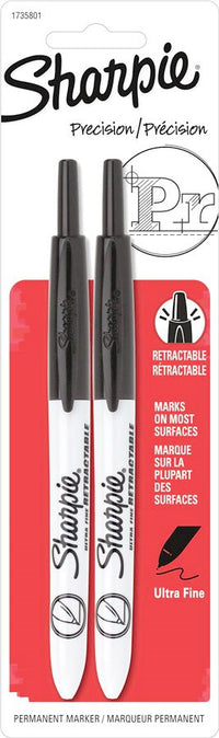 Sharpie 1735801 Ultra Fine Tip Black Retractable Permanent Marker (Pack of 6)