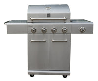 LP Gas Grill, 4 Burners + Side Burner, 53,000-BTU, Stainless Steel