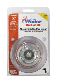 Weiler Vortec 3 in. D X 1/4 in. Coarse Abrasive Nylon Cup Brush 4500 rpm 1 pc