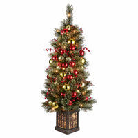 Artificial Pre-Lit Christmas Entrance Tree, Dakota Pine, 100 Clear Lights, 4-Ft.