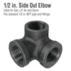 Pipe Decor 1/2 in. FPT  T X 1/2 in. D FPT  Malleable Iron Side Out Elbow