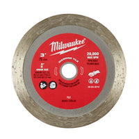 Milwaukee  3 in. Dia. x 3/8 in.  Diamond  Tile Blade  1 pc.