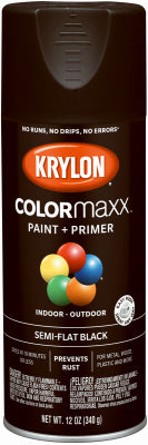 COLORmaxx Spray Paint + Primer, Flat Black, 12-oz.